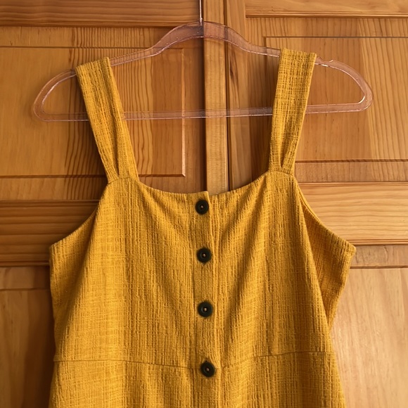 Gold Texture & Thread Button-Front Tank Dress - Picture 3 of 4